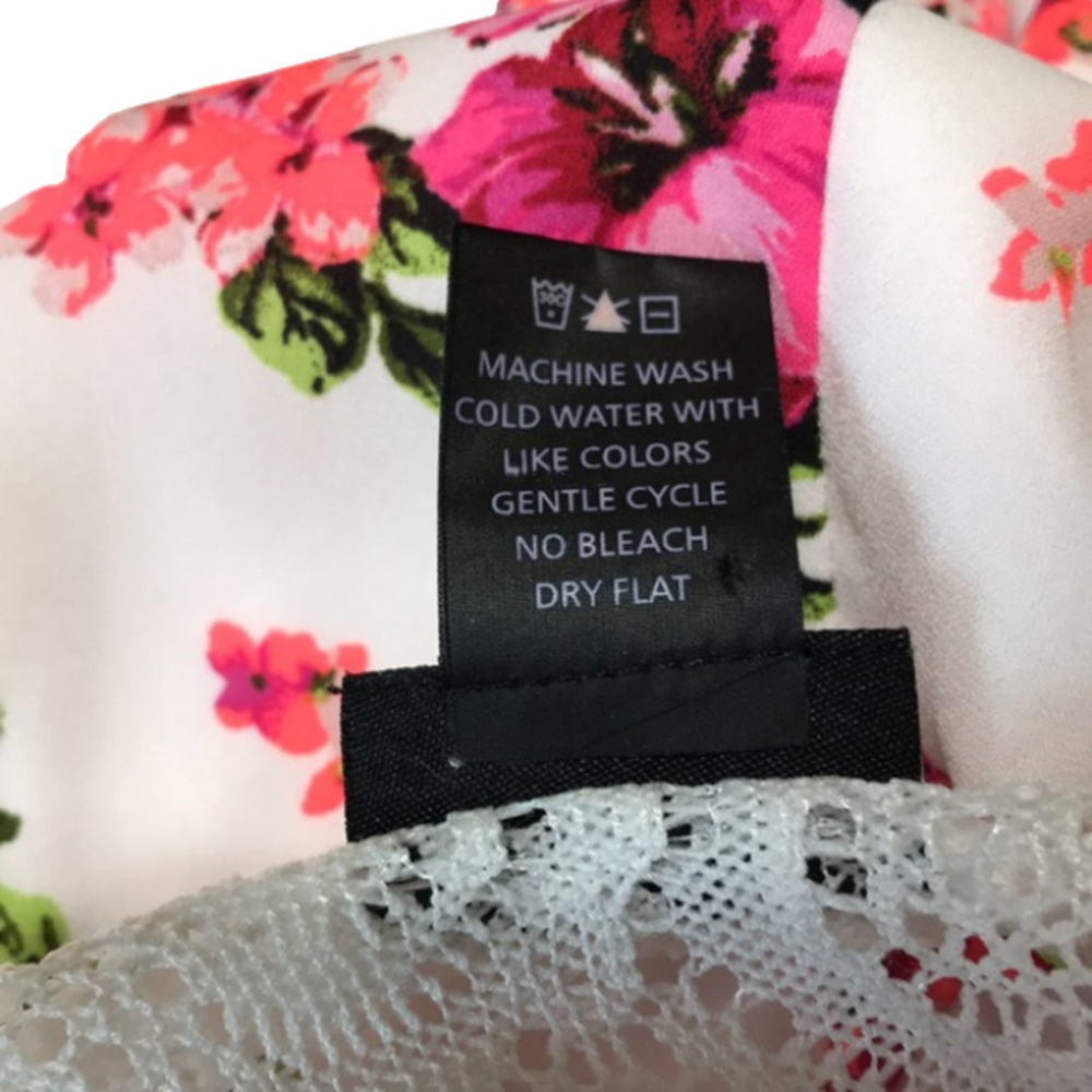 RUE21 Creamy White Cut Out Lace Top w/Pink Floral Silky Bottom Sundress—Sz XL - Picture 4 of 16